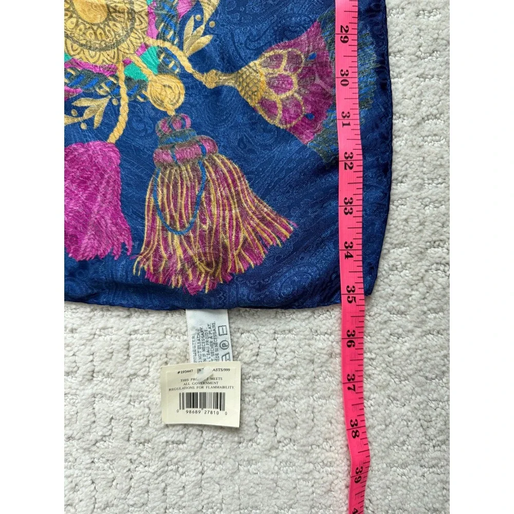 Liz Claiborne Vintage Scarve Shawl Teal Navy Magenta Tassel Paisley Jacquard NWT